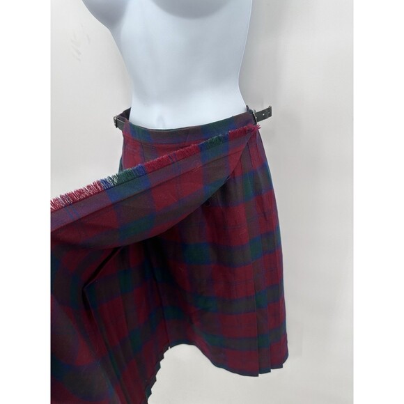 Tartan Scottish Vintage plaid 100% wool skirt Rap  kilt  size Small Long - Picture 3 of 10